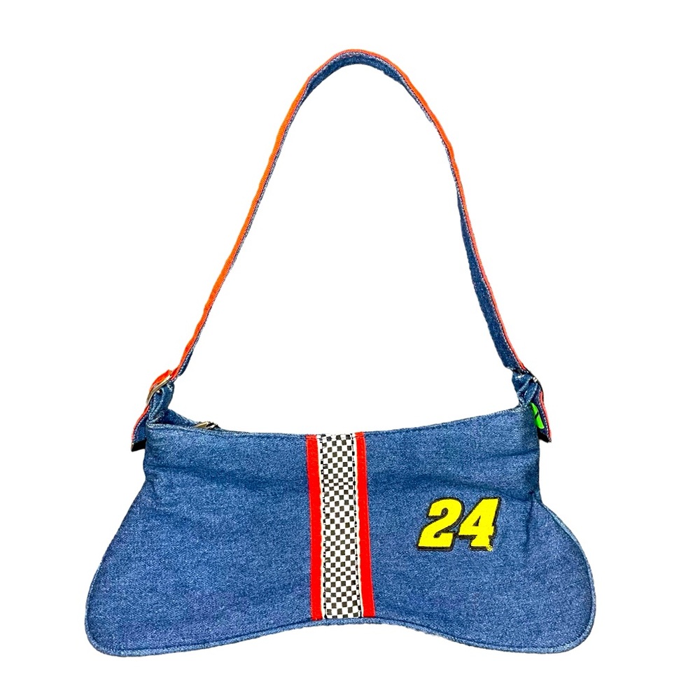Race Ready Lady Nascar Denim Blue & Red Checker Inside #24 Zipper Closure